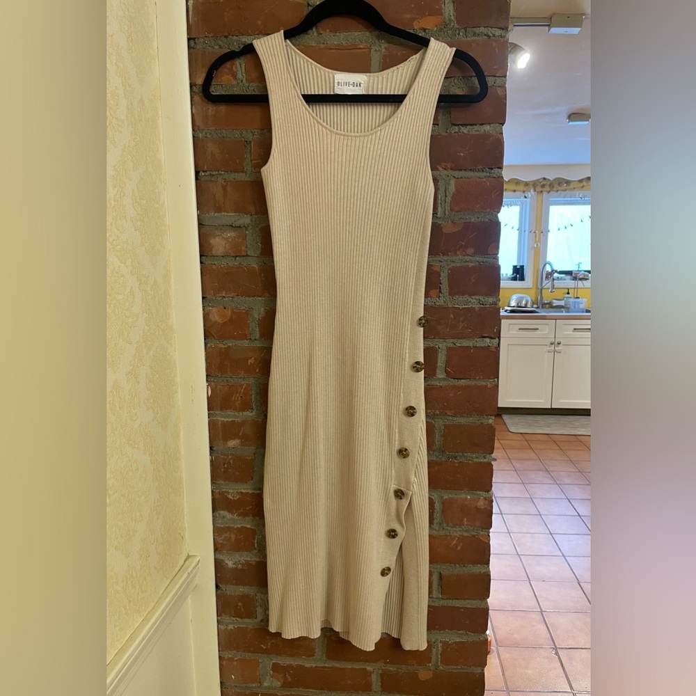 Olive & Oak Cream Maxi Dress with Button Detail